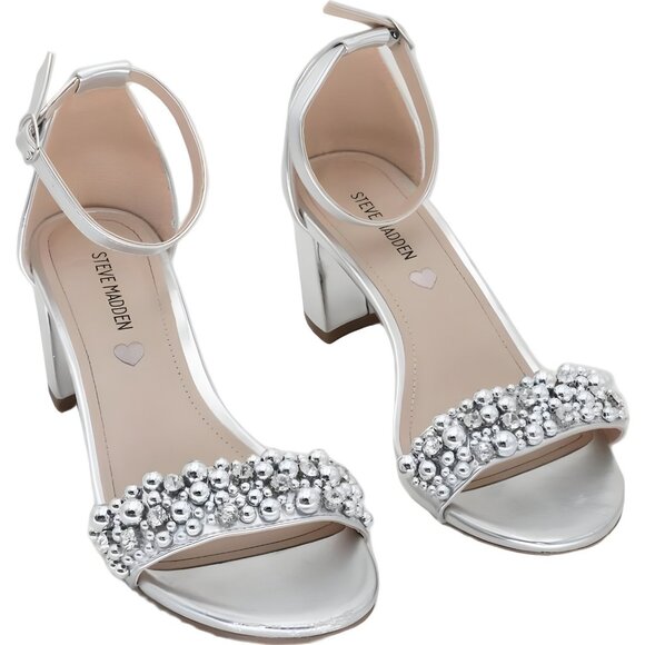 Steve Madden Girls Jcarrson White Dress Sandals Size 5 Big Kid - Picture 1 of 6